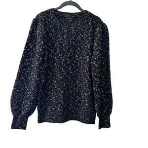 Ann Taylor Factory Black Puff Sleeve Sweater Size Large